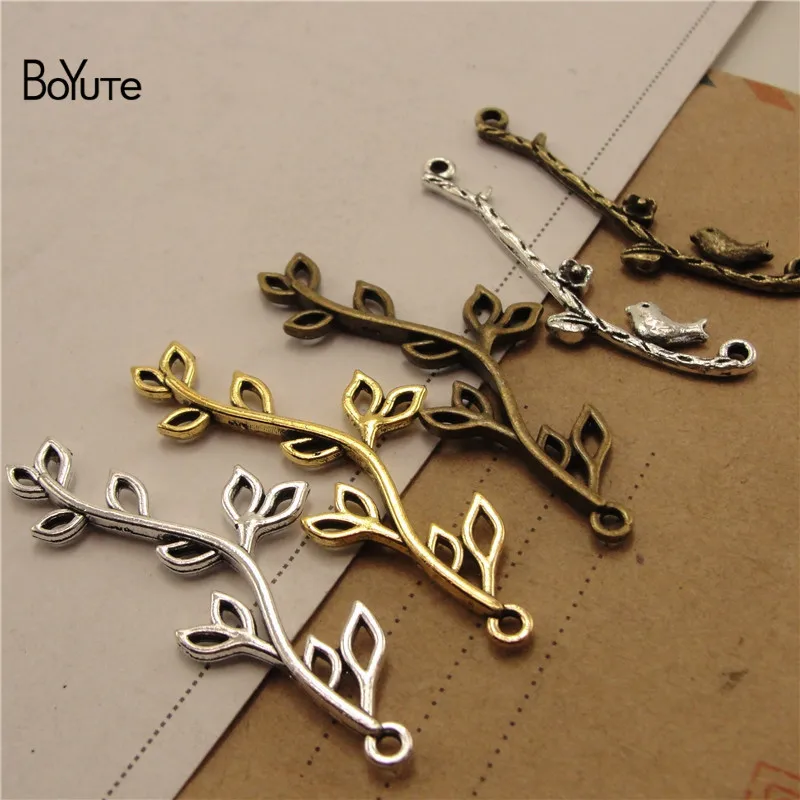 BoYuTe (100 PiecesLot) Metal Alloy Bird Twig Connector Pendant Charms Vintage Diy Hand Made Jewelry Accessories Wholesale (1)
