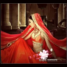 Женский костюм сари из Красной пряжи костюм паруса индийское сари или сари Костюм танцевальная одежда фотография