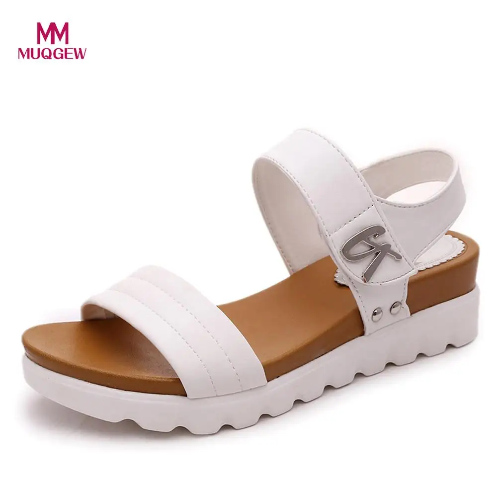 Women Summer Sandals Aged Flat Fashion Sandals Comfortable Ladies