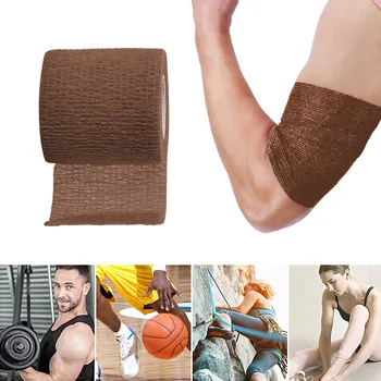 

2 pcs 4.5m*5cm Brown Retractable Self Adhesive Medical Elastic Bandage Movement Fitness Sports Injury Muscle Protection Tapes