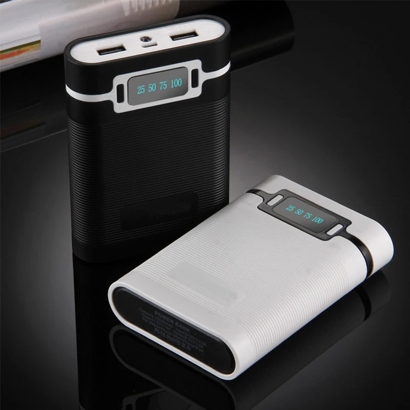 

Dual USB Plastic Power Bank Case Kit 4x18650 Battery Charger DIY Box for Phone Solderless Battery Case LED Flashlight Pover Bank