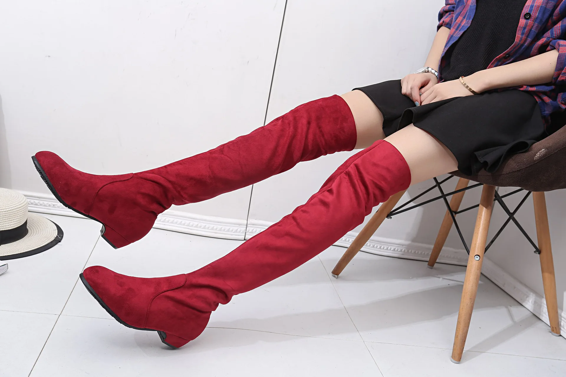

Autumn Winter Women Boots Mid-Calf Martin Boots Brand Fashion Female Stretch Cotton Fabric Slip-on Boots Flat Shoes For Woman