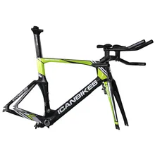ICAN Professional Green Color Painting Time Trial Bike Frameset BB86/Di2 with Brake Sets and TT Bar Glossy Finish