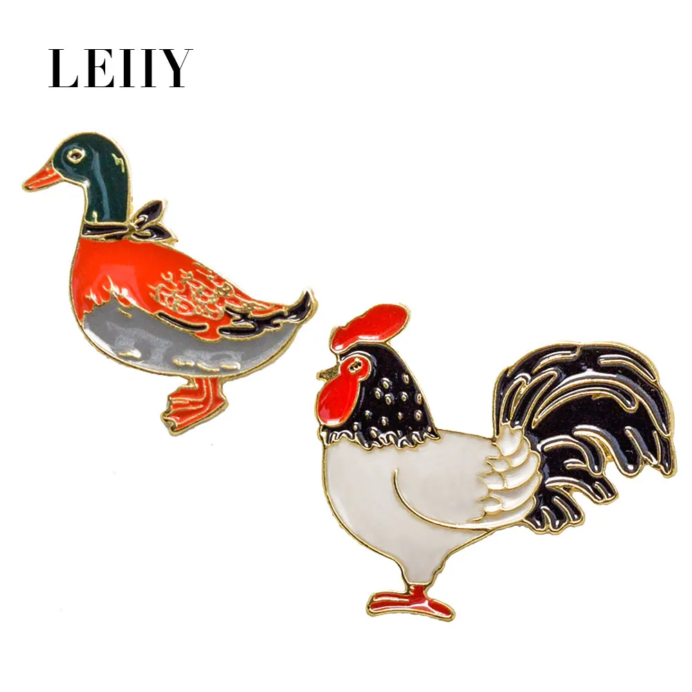 Leiiy Stylish Multicolored Enamel Cute Chicken Duck Shape Pin Brooches For Women Lady Gold-color Fashion Jewellery | Украшения и