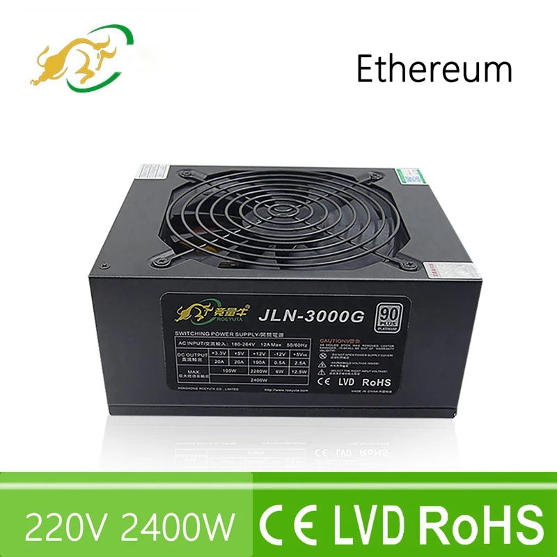 2400W ATX PSU mining Monero ethereum power supply manufacture support 12 GPU rx 470 570 onda motherboard open frame sever source