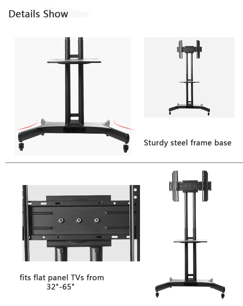 Мобильный ТВ to Cart поворотный ТВ напольная подставка крепление дома Дисплей ТВ тележка для 32-6" ТВ держатель номинальная нагрузка 50 кг с аудио полка