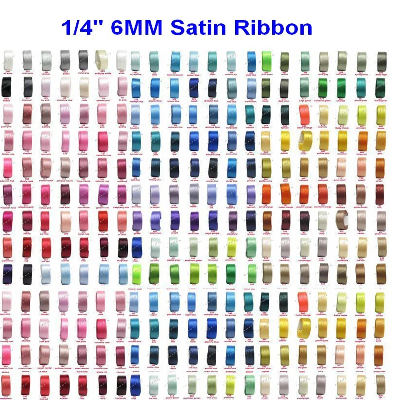 

1/4'' 6mm 100% polyester double sided satin ribbon solid color satin ribbon for gift hair bows ribbon garments Accessories