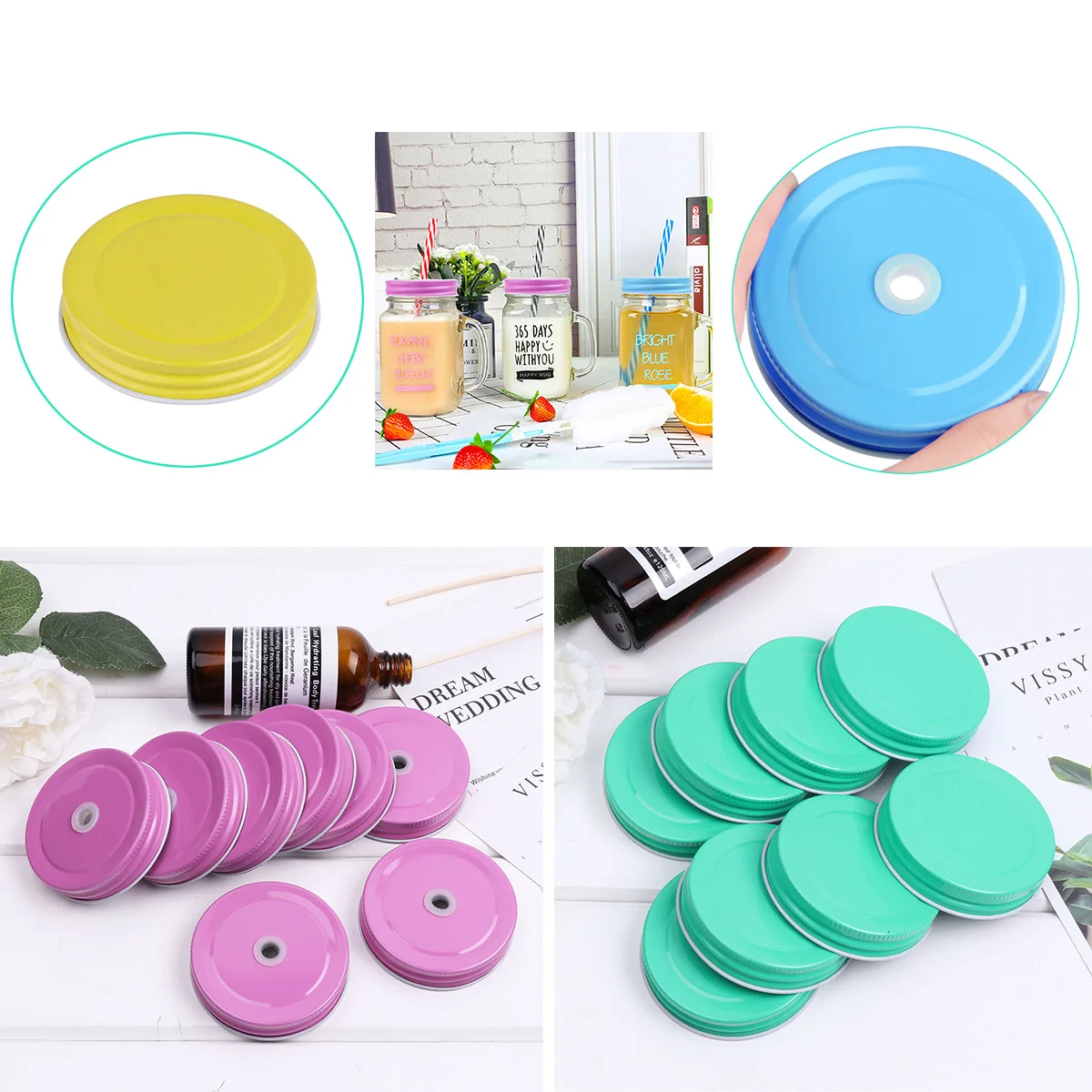 8Pcs Polished Rust Resistant Mason Jar lids Cover without ...