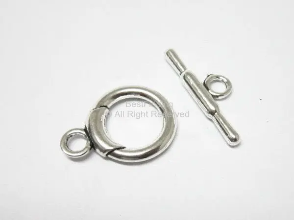 

Zamak Ring toggle clasp Antique silver plated toggle clasps