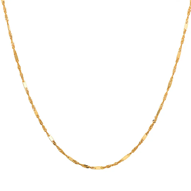 

Solid 18K Yellow Gold Necklace Women AU750 Yellow Gold water ripple Necklace P6244
