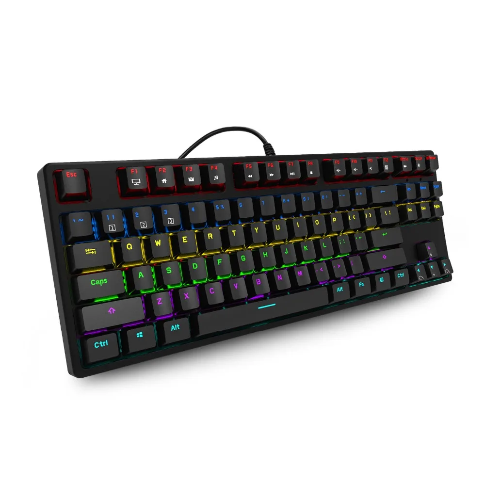 

RK RK987 Mechanical Gaming Keyboard with 87 keys Blue Switch Axis Rainbow LED Backlit Backlight Anti-Ghosting for Gamer PC LOL