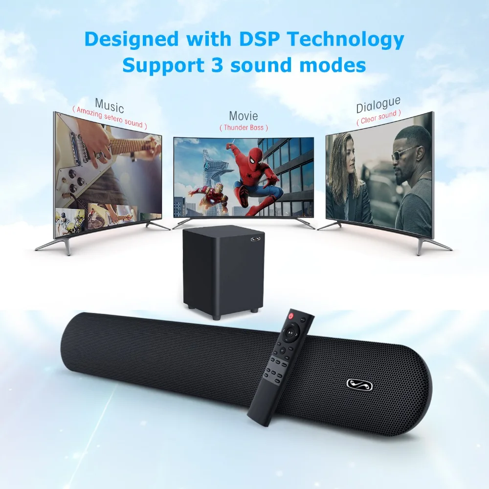 TV SoundBar 100W 2.1 Wireless Bluetooth Speaker