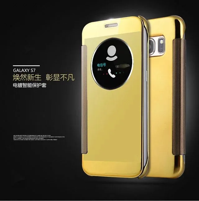 

Phone Cover for Samsung galaxy S7 Smart case Mirror Leather Cover case for Samsung galaxy s7 Funda S7 Back Cover 10pcs/lot