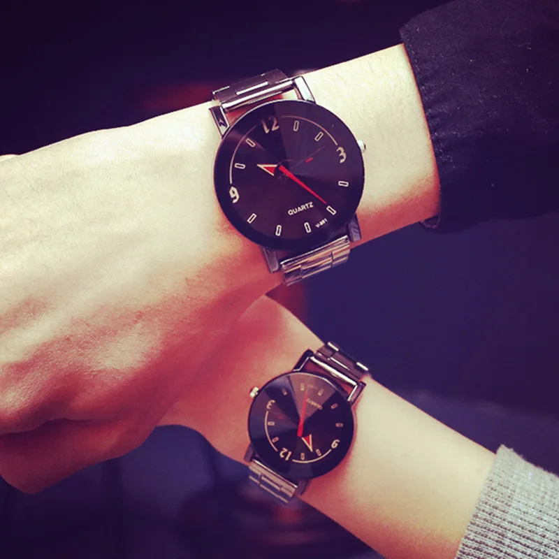 

2016 New Black Casual Quartz Watch Men Women Metal Mesh Stainless Steel Dress Watches Relogio Feminino Clock OP001