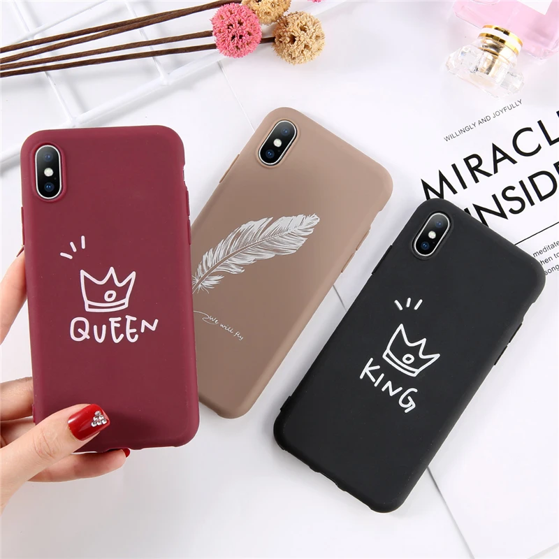 Moskado, мягкий светящийся чехол для телефона s, для iphone 6, 6 S, 7, 8 Plus, XS Max, XR, X, силиконовый чехол для задней панели KING QUEEN, Feather, Love Heart