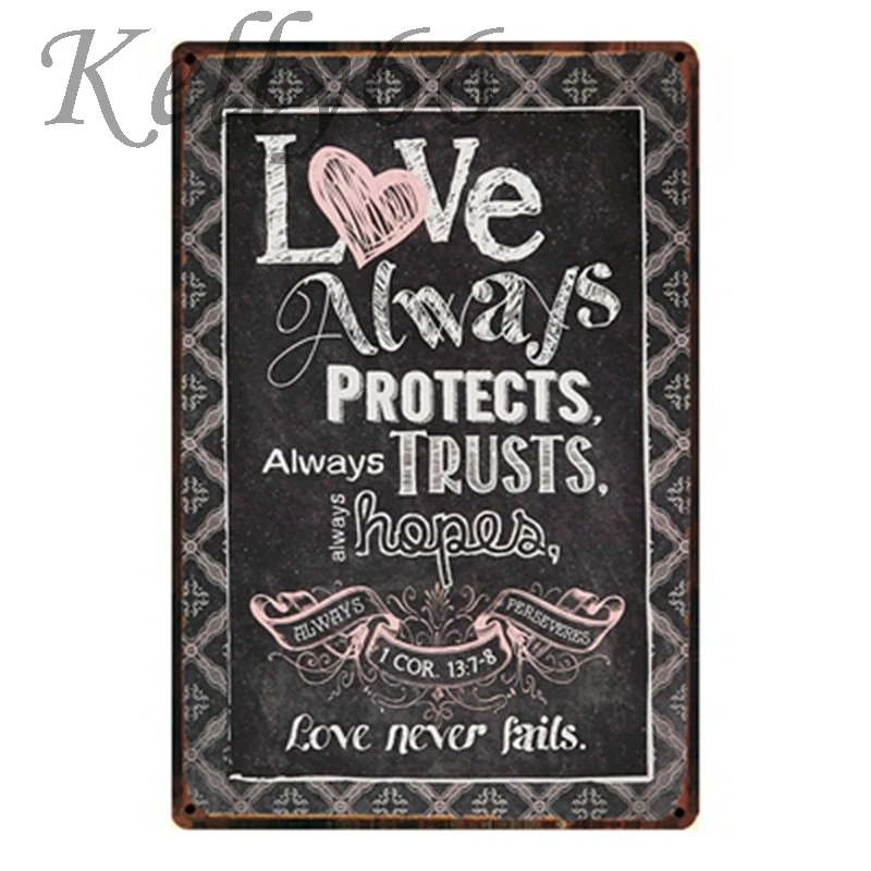 [Kelly66] любовь никогда не подведет Цитата жестяная вывеска плакат подарок декор