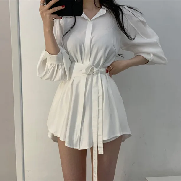 Белый Летние женские брючные костюмы, комплект из двух частей на шнуровке, повседневные однотонные штаны - Цвет: Белый