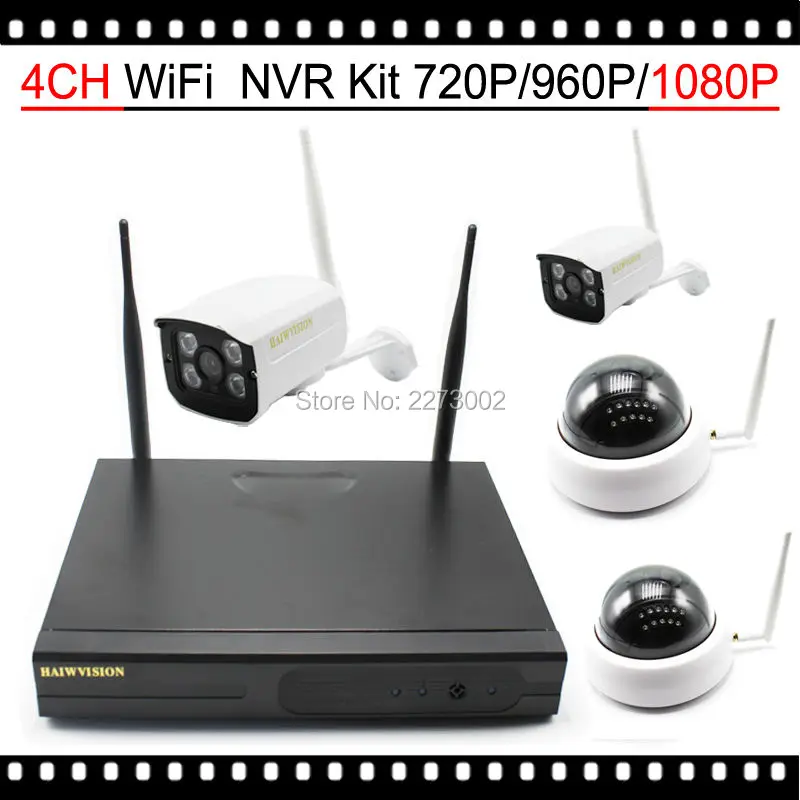 4CH Wireless NVR CCTV System 1080P IP Cam WIFI Outdoor Indoor IR Night Vison Camera Surveillance Kit