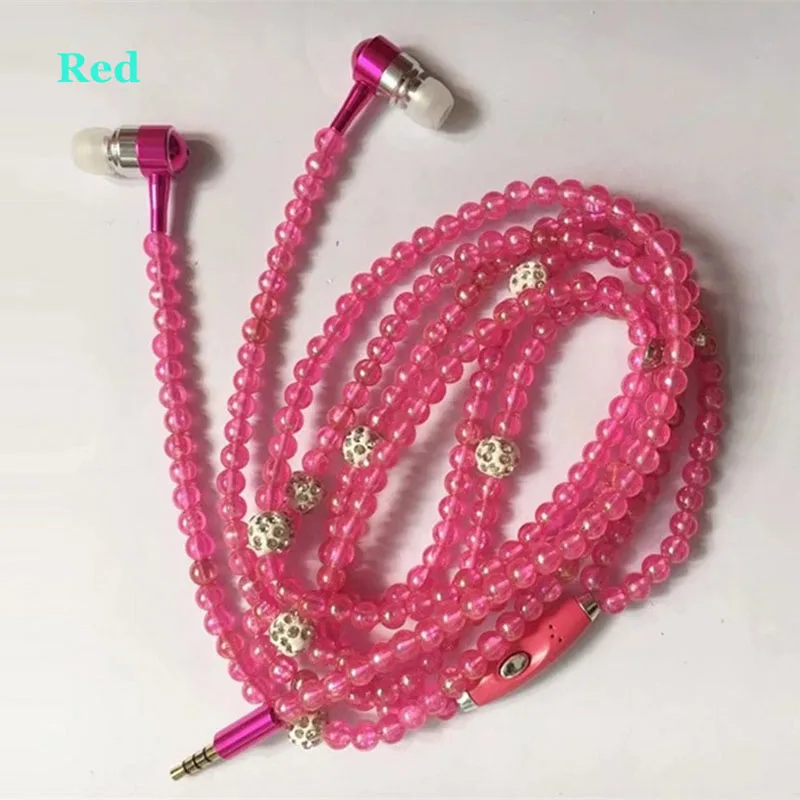 Kopen Nieuwe Collectie Mode Oortelefoon Luxe Bling Parel Ketting Oortelefoon voor Meisjes Met Mic kecesic Voor iphone 6 6s samsung
