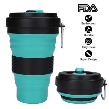 

Collapsible Travel Cup Foldable Silicone Mug with Lid for Coffee Water Tea Your Ideal Portable Camping & Backpacking Companion