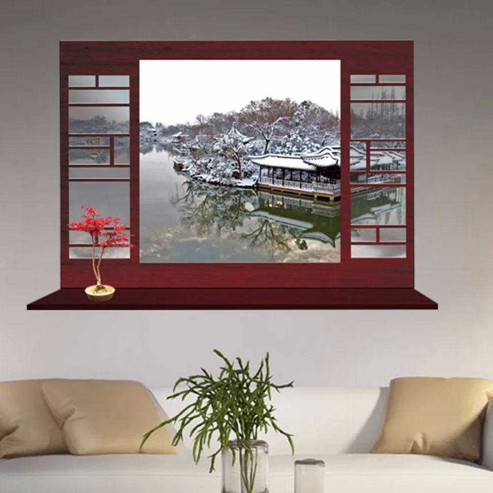 Creative Home Decor Modern Fake Window Wall Sticker Elegant Creative Home Decor Modern Fake Window Wall Sticker Elegant Garden Snow Scenery Living Room Mural Art Wallpaper 60x90 Cm In Stickers From