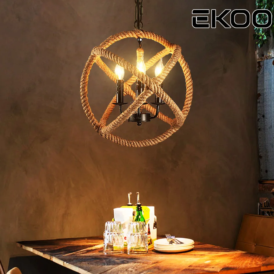 

EKOO Industrial Farmhouse Iron Pendant Light Edison E12/14 Cafe Bar Vintage Style for living room Parlor Study