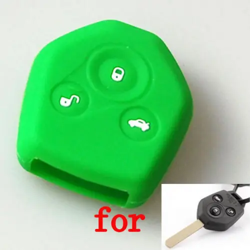 

3 Buttons Green Silicone Skin Remote Car Key Cover Shell Holder Case Fit For Subaru Forester Remote Key Fob Accessories Styling