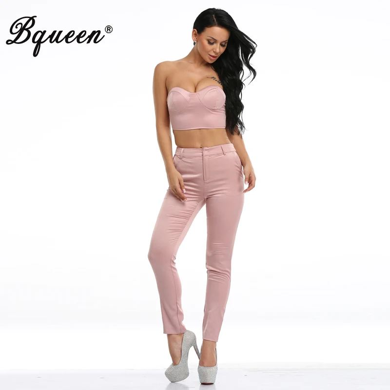 Bqueen 2017 2 Pieces Strapless Top & Pant Sets Summer Hot Pants Suits