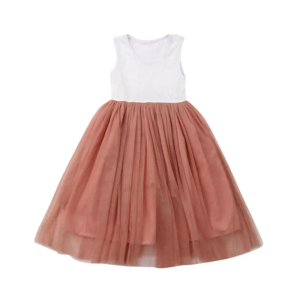 

2-7Y Summer Toddler Kids Baby Girl Dress Sleeveless Patchwork Tutu Boho Long Dress Sundress Clothes