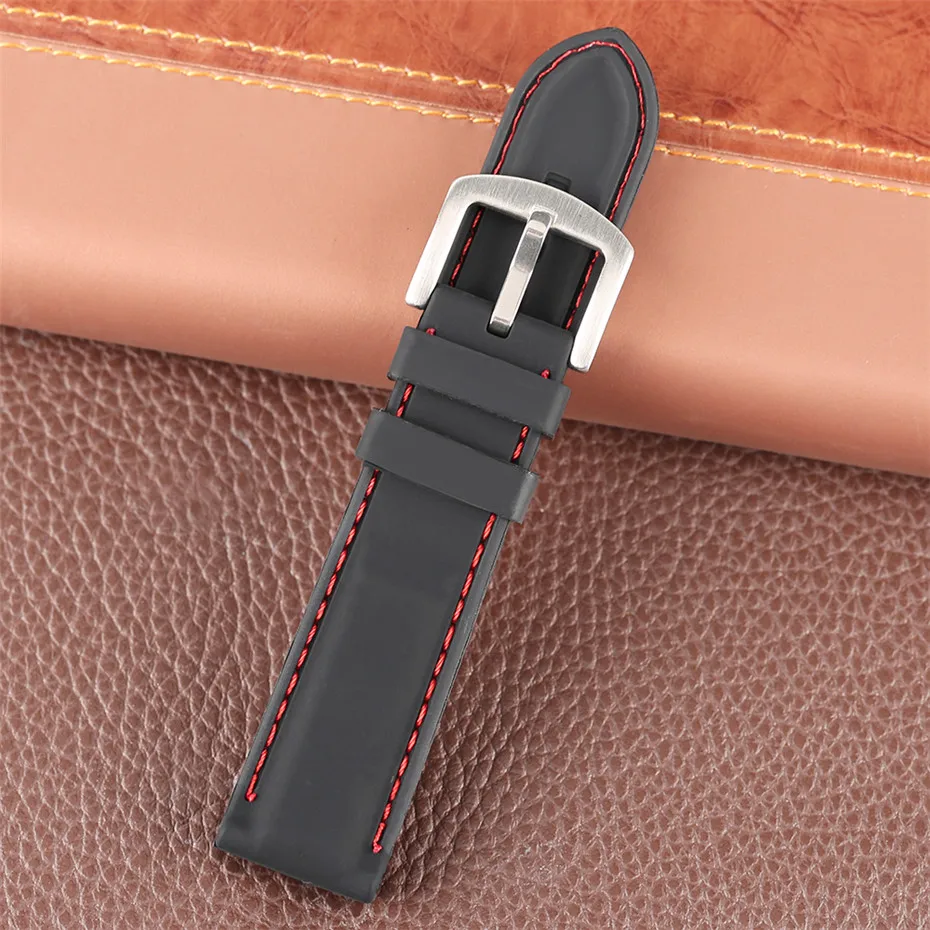 red white line balck silicone watchband8