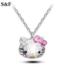 Корея CC аниме ожерелье из розовых кристаллов милый кот Привет подвеска-котенок ожерелье s Мода кошка ювелирные изделия для женщин подарок