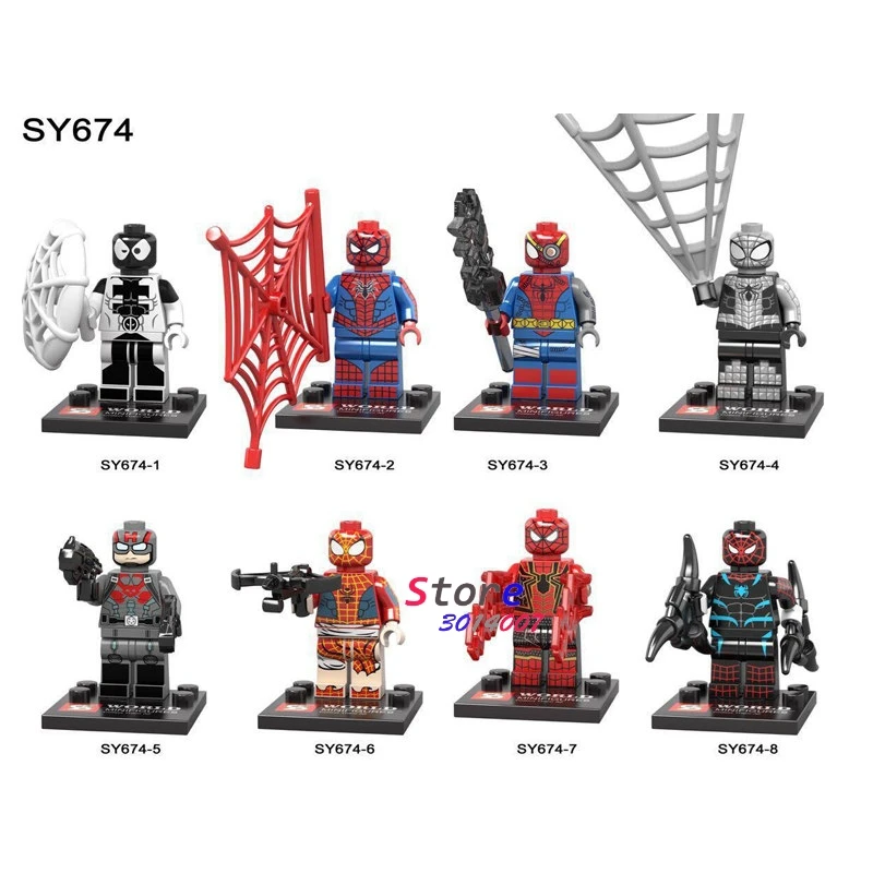 10Set-sy674 10 комплектов комиксов Marvel серии 9 Загадочный человек-паук, Зеленый Гоблин доктор Осьминог Vulture Venom блоки игрушки модельный кирпич детей - Цвет: 10Set-sy674