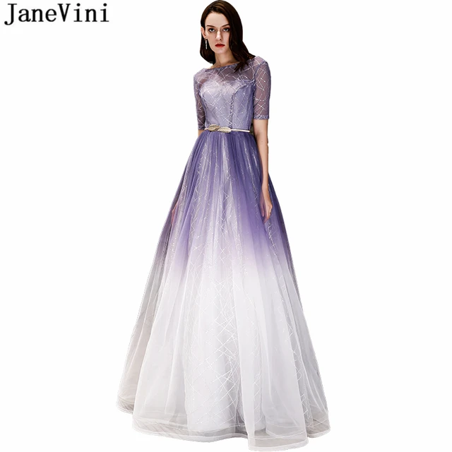 Cheap JaneVini 2019 Sparkle Gradient Purple Tulle Bridesmaid Dresses Scoop Neck Sequins Backless A Line Charming Long Prom Party Gowns Cheap JaneVini 2019 Sparkle Gradient Purple Tulle Bridesmaid Dresses Scoop Neck Sequins Backless A Line Charming Long Prom Party Gowns