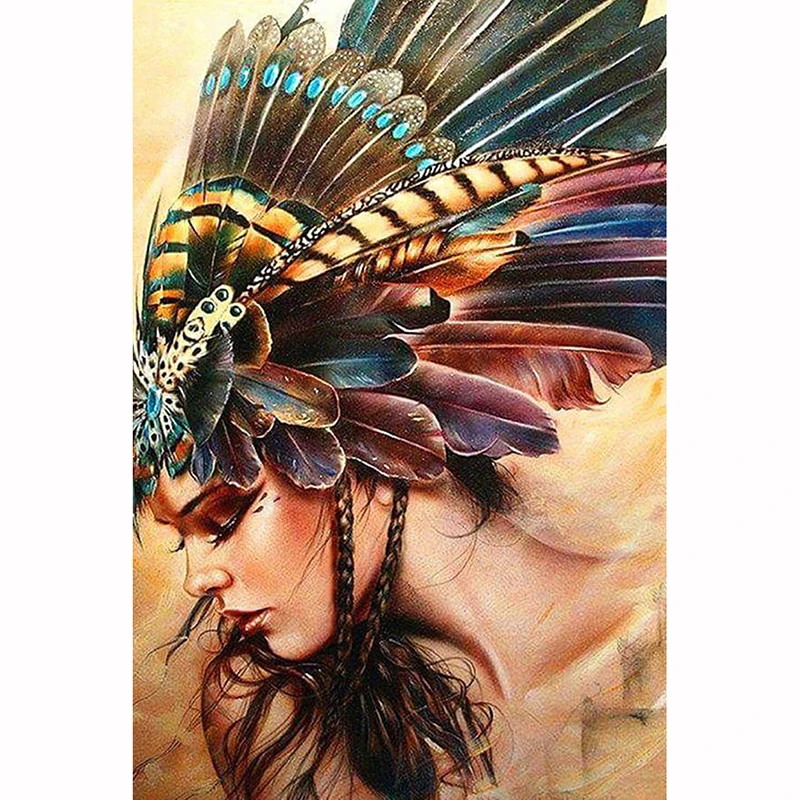 

5D Diy Diamond Painting Cross Stitch Diamond Embroidery Feather Lady Pattern Hobbies And Crafts Diamond Mosaic Kits