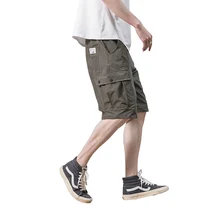 Летние льняные шорты мужские новые в китайском стиле однотонное хлопковые льняные свободные повседневные шорты прямые шорты с эластичной талией Азиатский размер ZZG55