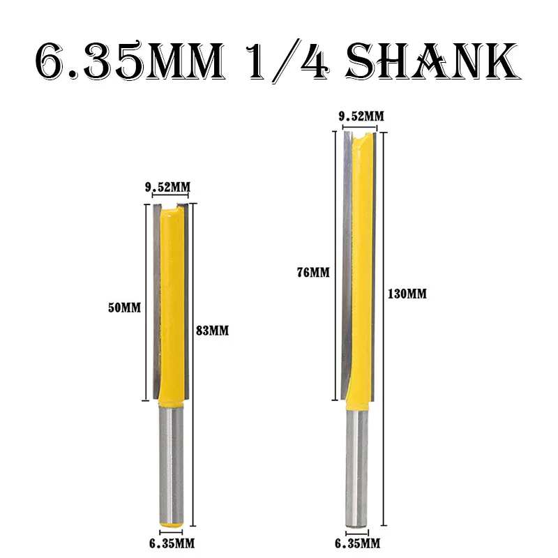 6,35 мм Деревообработка обрезки фрезы 1/4 ручка-держатель инструмента Удлиненный прямой Фрезерный резак для дерева