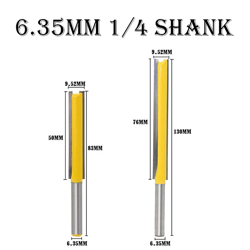 

6.35mm Woodworking Trimming Router Bits 1/4 Shank handle lengthened Straight Tenon Milling Cutter for Wood