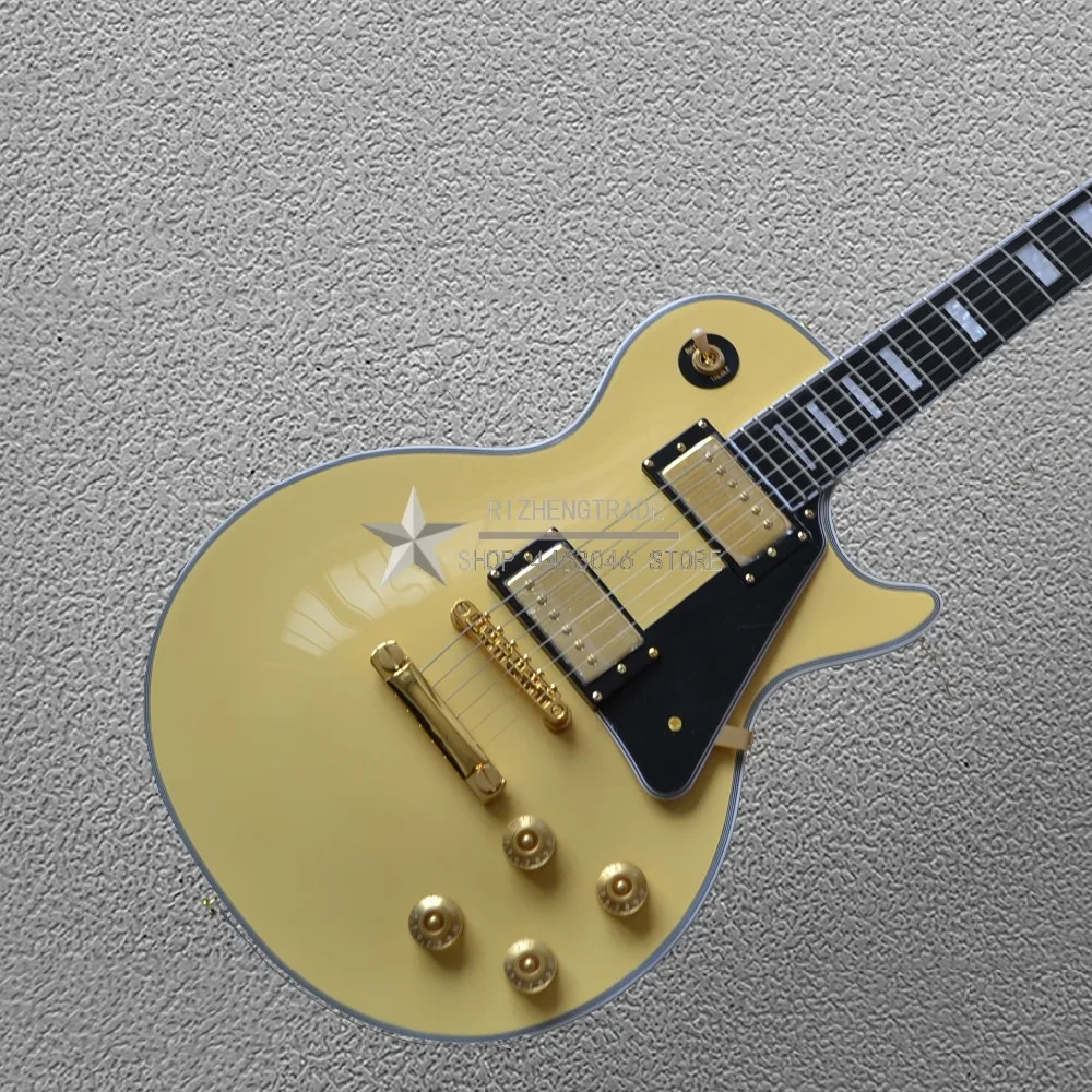 Cream yellow color hardware guitarra Adjustable Quality Custom shop Top Quality LP Custom Shop The real picture