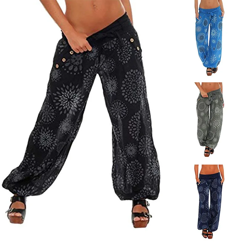 Harem Pants Women's Girls Plus Size Many Patterns Floral Pattern Long Sports Fitness Casual Trousers Bloomers Beach Yoga Pant (1)