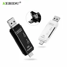 KEBIDU Тип C micro USB OTG кард-ридер TF кард-ридер адаптер высокоскоростной USB2.0 для ПК Android камеры удлинитель