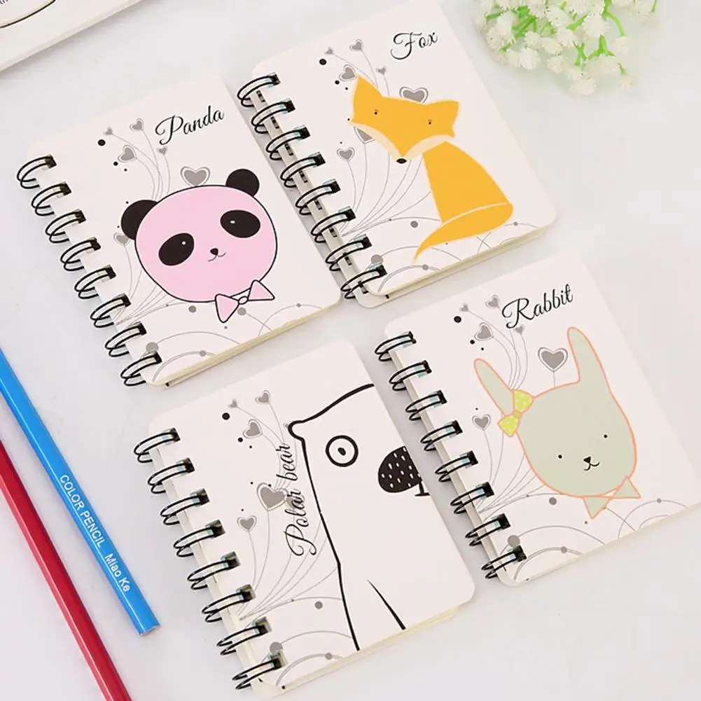 

New 80Sheets Mini Cute Cartoon Animal Spiral Notebook Coil Book Office School Supply