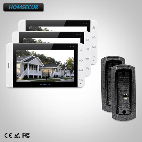 

HOMSECUR 7" Wired Video Door Phone Intercom System+Intra-monitor Audio Intercom 2C3M : TC041 Camera + TM703-W Monitor (White)