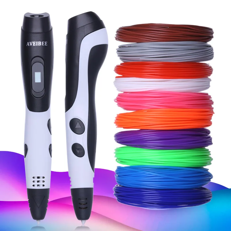 

New Arrival 3D Printing Pen With 100M 10 Color Or 200 Meter 20 Color Plastic PLA Filaments 3 D Printer Drawing Pens For Kid Gift