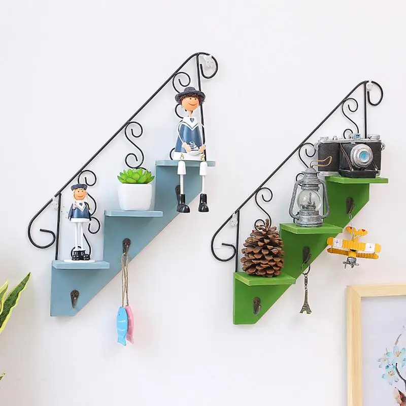 

Vintage Wooden Storage Racks Wood Shelf Wall Hanging Flower Pot Storage Box Organizer Key Holder Towel Racks Home Decoration