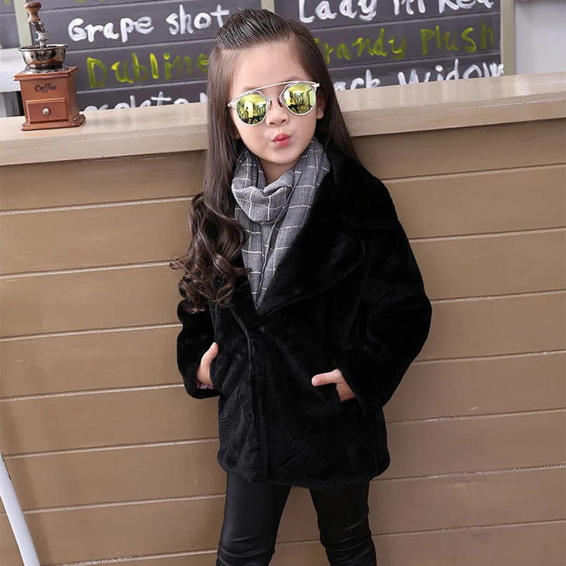 New 2017 Children Real Rabbit Fur Coat Kids Girls Winter Warm Solid