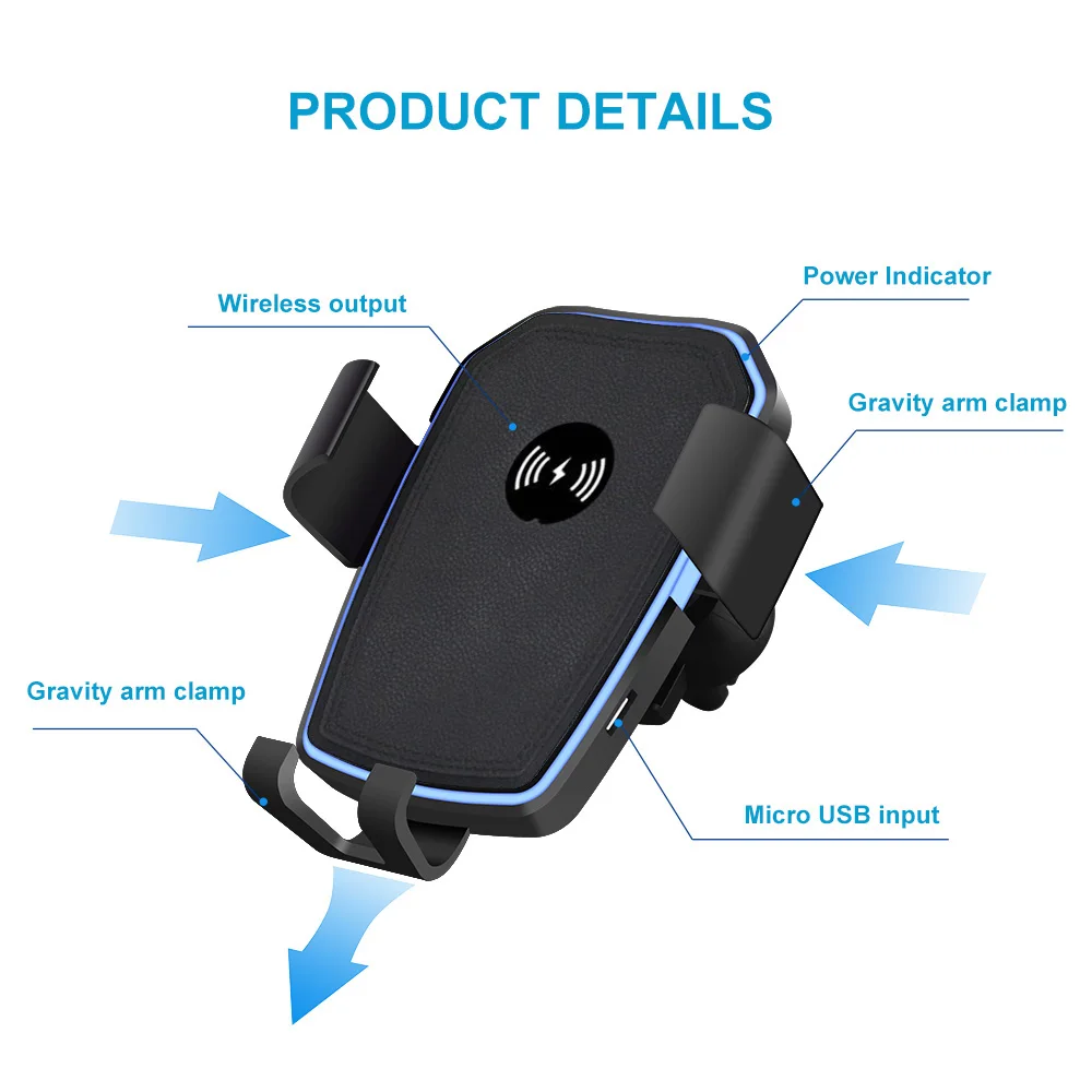 FDGAO 10 Вт Qi Беспроводное Автомобильное зарядное устройство, держатель для зарядки телефона для iPhone Xs Max Xr 8, автомобильное крепление для телефона, Беспроводная зарядка для samsung S9