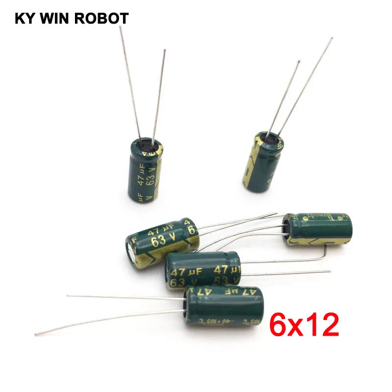 50 шт./лот, 47(Европа) мкФ с алюминиевой крышкой, 63В 105C 6X12 мм Алюминий электролитический конденсатор с алюминиевой крышкой, 63V47UF радиальные привести, 50 шт в наборе
