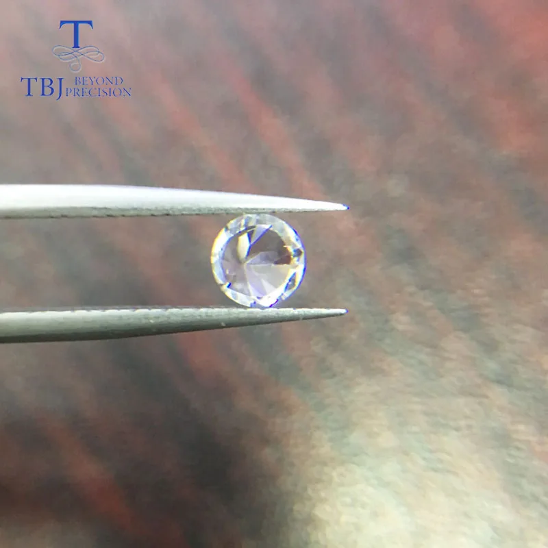 Tbj ,Natural White sapphire round 4.0mm 0.4ct diamond cut，for diy jewelry