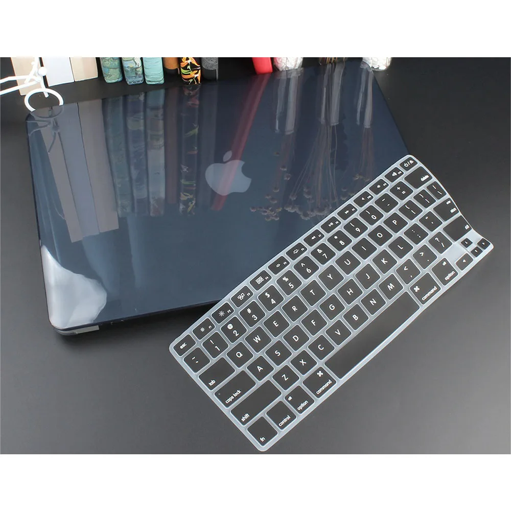 Кристальный жесткий чехол для Macbook Air 13 retina Pro 13 15 16 A2141 A2159 жесткий чехол с бесплатной клавиатурой A1466 A1990 A1932 - Цвет: Crystal black