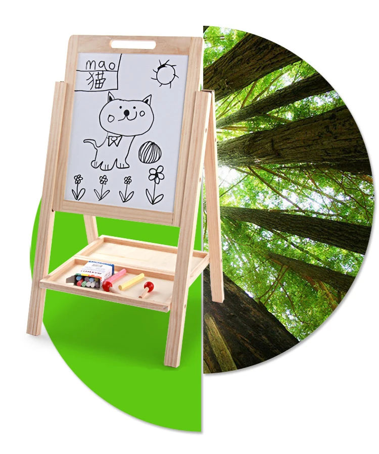 Деревянная доска с регулируемой высотой Двухсторонняя доска для рисования для обучения детей Двухсторонняя доска для письма
